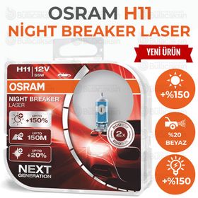 Osram Night Breaker Laser H11 64211NL %150 Daha Fazla Işık Far Ampülü