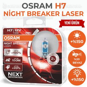 Osram Night Breaker Laser H7 64210NL %150 Daha Fazla Işık Far Ampülü