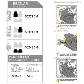 OtoLine Ford Focus 1 1998-2005 3D Siyah Oto Paspas Seti