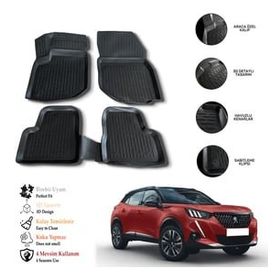 OtoLine Peugeot 2008-2020 Sonrası 3D Gri Siyah Havuzlu Paspas