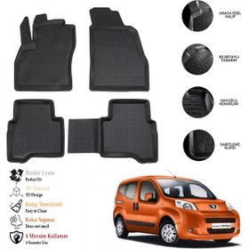 OtoLine Peugeot Bipper 2008 3D Gri Siyah Havuzlu Paspas