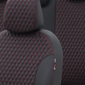 Otom Audi A1 2011-2016 Özel Üretim Amsterdam Design Deri Siyah - Kırmızı Oto Koltuk Kılıfı
