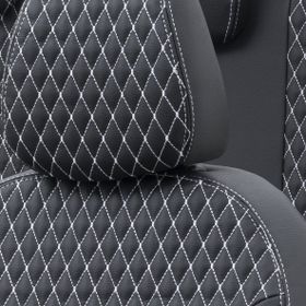 Otom Audi A4 2000-2004 Amsterdam Design Deri Siyah - Beyaz Özel Üretim Oto Koltuk Kılıfı