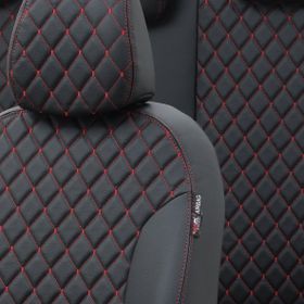Otom Audi A4 2004-2008 Özel Üretim Madrid Design Deri Kırmızı - Siyah Koltuk Kılıfı
