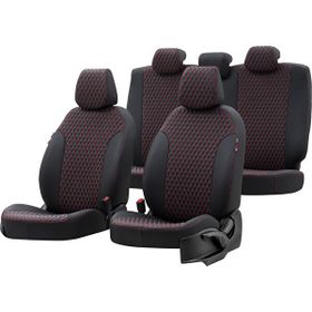Otom Fiat Panda 2004-2012 Özel Üretim Amsterdam Design Deri Siyah - Kırmızı Oto Koltuk Kılıfı