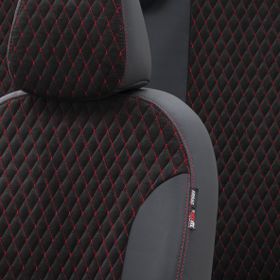 Otom Hyundai Getz 2002-2011 Özel Üretim Amsterdam Design Tay Tüyü Siyah - Kırmızı Oto Koltuk Kılıfı