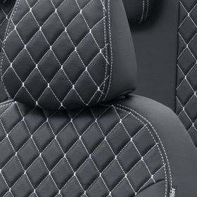 Otom Peugeot 2008 2013-2019 Özel Üretim Madrid Design Deri Siyah - Beyaz Oto Koltuk Kılıfı