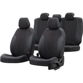 Otom Volvo V40 2013-Sonrası Özel Üretim Tokyo Design Tay Tüyü Siyah - Beyaz Oto Koltuk Kılıfı