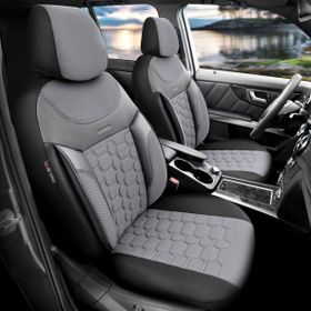 Otom Yeni Carbon Design 3d Dokulu Kumaş Tam Set - Füme Oto Koltuk Kılıfı