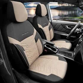 Otom Yeni Reflective Design Premium Stitch Tech Tam Set - Siyah-Bej Oto Koltuk Kılıfı