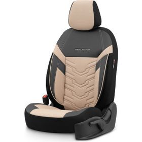 Otom Yeni Reflective Design Premium Stitch Tech Tam Set - Siyah-Bej Oto Koltuk Kılıfı