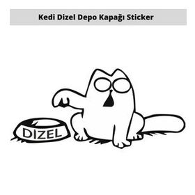 Otomarketin 15 cm Kedi Depo Kapağı Oto Sticker