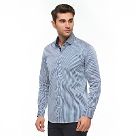 Ottomoda Lacivert Çizgili Erkek Gömlek