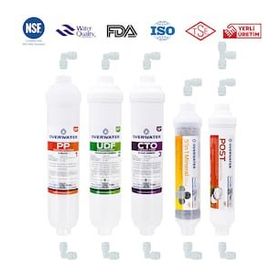OverWater FIN50M Kapalı Kasa Aşamalı Membransız Su Arıtma Cihazı 5'li Inline Filtre Seti