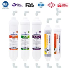 OverWater FIN50M Kapalı Kasa Aşamalı Membransız Su Arıtma Cihazı 5'li Inline Filtre Seti