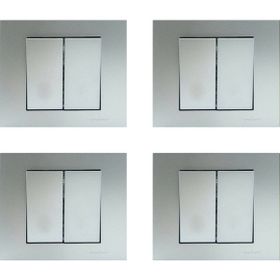 Ovivo 4 Adet Grano Gümüş Topraklı Çerçeveli Priz