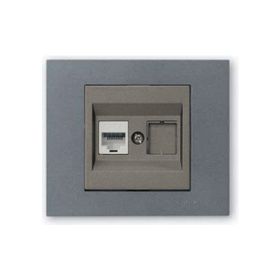 Ovivo Grano Füme Çerçeve + Antrasit Metalik Cat6 RJ45 Prizi