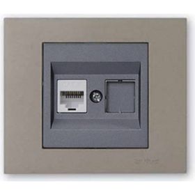 Ovivo Grano Füme Çerçeve + Antrasit Metalik Cat6 RJ45 Prizi