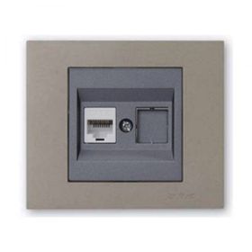Ovivo Grano Füme Çerçeve + Antrasit Metalik Cat6 RJ45 Prizi
