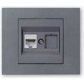 Ovivo Grano Füme Çerçeve + Füme Metalik Cat6 RJ45 Prizi
