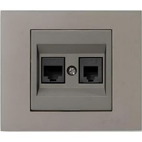 Ovivo Grano Metalik Cat6 RJ45 Cat3 RJ11 2'li Antrasit Çerçeve Data Prizi