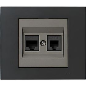 Ovivo Grano Metalik Cat6 RJ45 Cat3 RJ11 2'li Antrasit Siyah Çerçeve Data Prizi