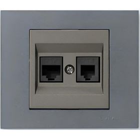 Ovivo Grano Metalik Cat6 RJ45 Cat3 RJ11 2'li Füme Antrasit Çerçeve Data Prizi