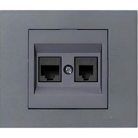 Ovivo Grano Metalik Cat6 RJ45 Cat3 RJ11 2'li Füme Çerçeve Data Prizi
