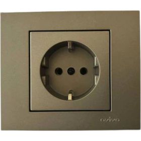 Ovivo Grano Metallic Topraklı Antrasit Priz