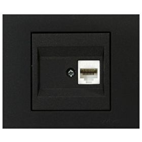 Ovivo Grano RJ45 Cat6 Metalik Siyah Renk Tekli Data Prizi