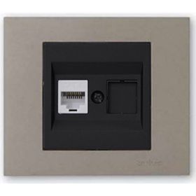 Ovivo Grano Siyah Çerçeve + Antrasit Metalik Cat6 RJ45 Prizi