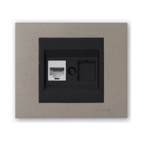 Ovivo Grano Siyah Çerçeve + Antrasit Metalik Cat6 RJ45 Prizi