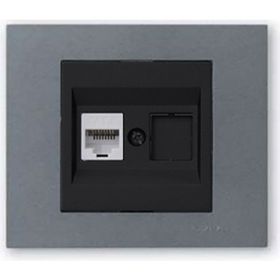 Ovivo Grano Siyah Çerçeve + Füme Metalik Cat6 RJ45 Prizi