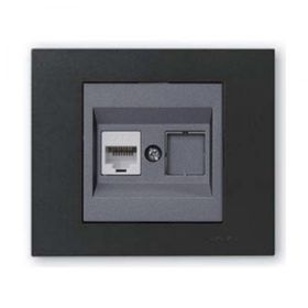 Ovivo Grano Siyah Çerçeve + Füme Metalik Cat6 RJ45 Prizi