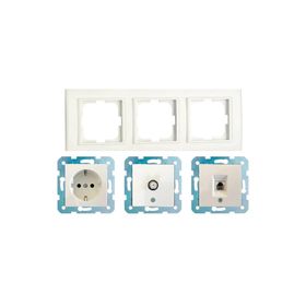 Ovivo Mina Beyaz Renk Çerçeve Dahil 3 Adet Uydu + Telefon + Topraklı Priz Seti