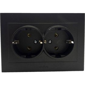 Ovivo OEİTPB Seldur Electrıc İkili Topraklı Siyah Çerçeve Priz