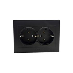 Ovivo OEİTPB Seldur Electrıc İkili Topraklı Siyah Çerçeve Priz