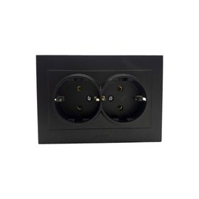 Ovivo OEİTPB Seldur Electrıc İkili Topraklı Siyah Çerçeve Priz