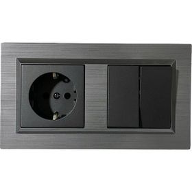 Ovivo Quantum Manyetik Gri İkili Set Topraklı Priz + Komütatör