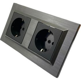 Ovivo Quantum Manyetik Gri İkili Set Topraklı Priz + Topraklı Priz