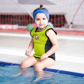 Owli Swimwarm Neon Sarı-Siyah Üşütmeyen Bebek Mayosu