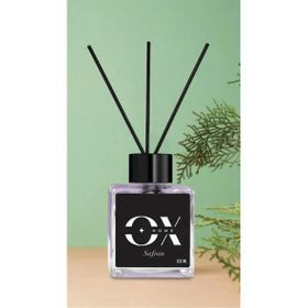 Ox Home Safran Kokulu 100 ml Kare Şişe Bambu Siyah Çubuk Oda Kokusu