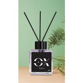 Ox Home Safran Kokulu 100 ml Kare Şişe Bambu Siyah Çubuk Oda Kokusu