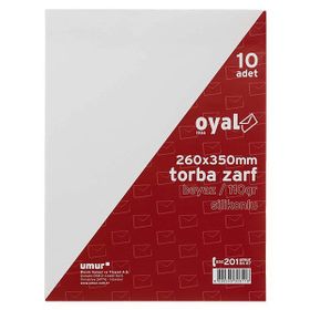 Oyal 26x35 cm Beyaz 110 gr Silikonlu 10'lu Paket Torba Zarf