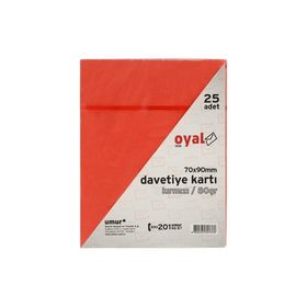 Oyal 7x9 cm 25'li 80 gr Kırmızı Renkli Davetiye Kartı