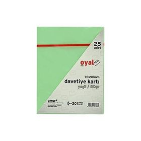 Oyal 7x9 cm 25'li 80 gr Yeşil Renkli Davetiye Kartı