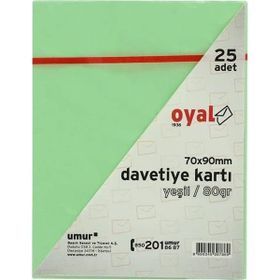 Oyal 7x9 cm 25'li 80 gr Yeşil Renkli Davetiye Kartı
