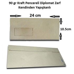 Oyal Diplomat 105 x 240 mm Kraft 500'lü Penceresiz Zarf