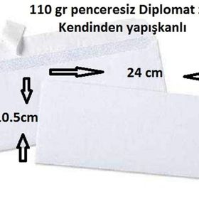 Oyal Diplomat 105x240 mm 110 gr 500'lü Penceresiz Zarf