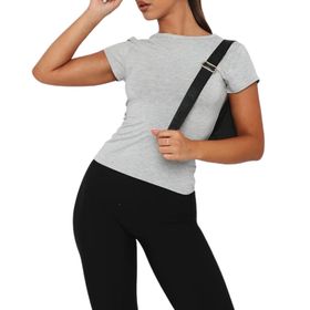 OYIGELZ Crop Tops Y2K Açık Gri-T2 Kısa Kollu Kadın T-shirt